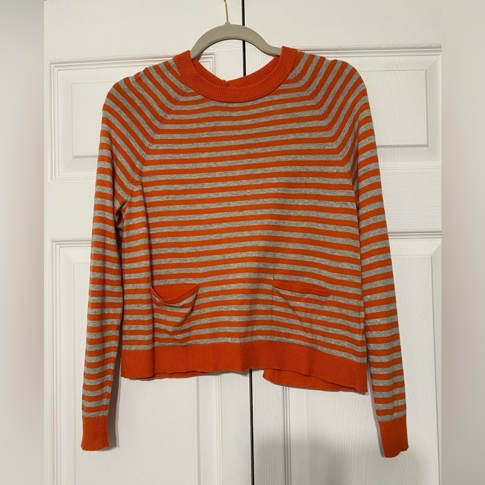 Anthropologie Charlie & Robin Striped Orange and Gray Women's Sweater size PM